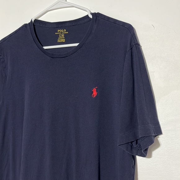 POLO Ralph Lauren Navy Jersey Crewneck Custom Fit T-shirt Size L - Picture 3 of 6